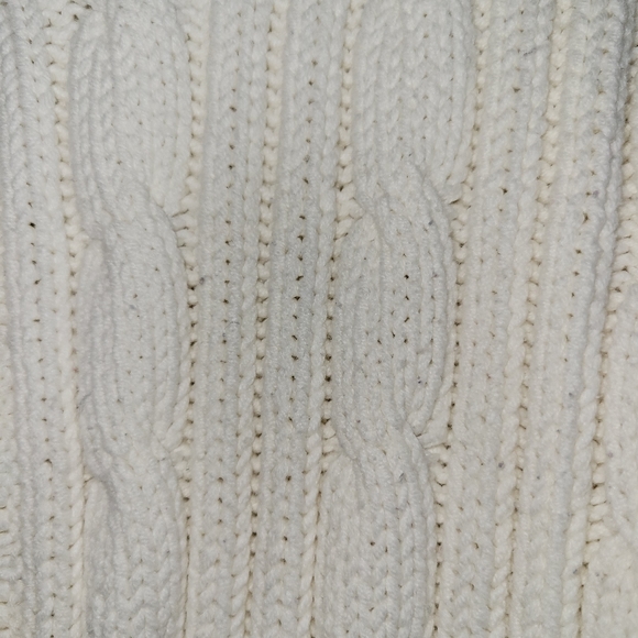 Caribbean Joe Cropped Cream Cable Knit Sweater.  Mother of Pearl Buttons  XL - Picture 4 of 6